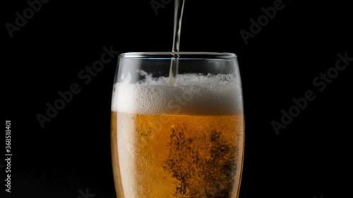 Wallpaper Mural Light beer pouring in glass. With bubbles and foam. In the center of the frame. Black background. Torontodigital.ca