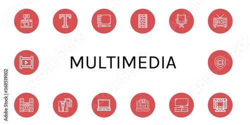 multimedia simple icons set