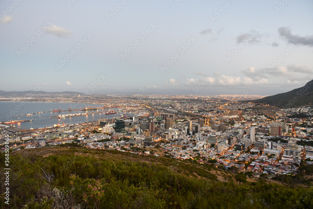 Cape Town Cityscape as seen from Table Mountain top, Western Cape, South Africa