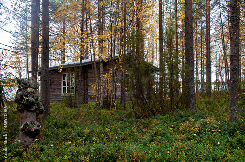 A cabin at a lake in the region of Kainuu, Finland