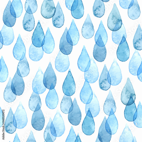 Seamless watercolor rainy pattern