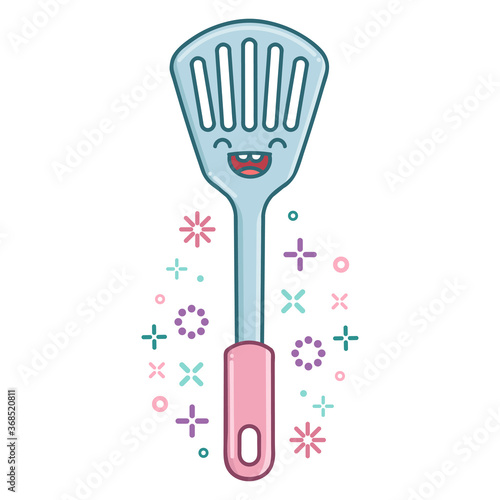 kawaii kitchen spatula icon cartoon illustration