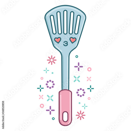 kawaii kitchen spatula icon cartoon illustration