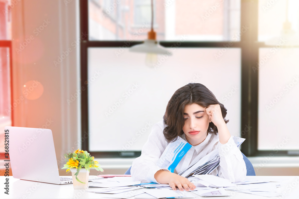 Shot of stressed young woman holding paper document, bank debt notification, thinking of financial troubles. Lost in negative thoughts depressed woman worrying about bad news notice. Shot of stressed young woman holding paper document, bank debt notification, thinking of financial troubles. Lost in negative thoughts depressed woman worrying about bad news notice.