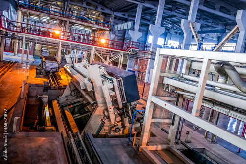 process of producing aerated concrete blocks at factory