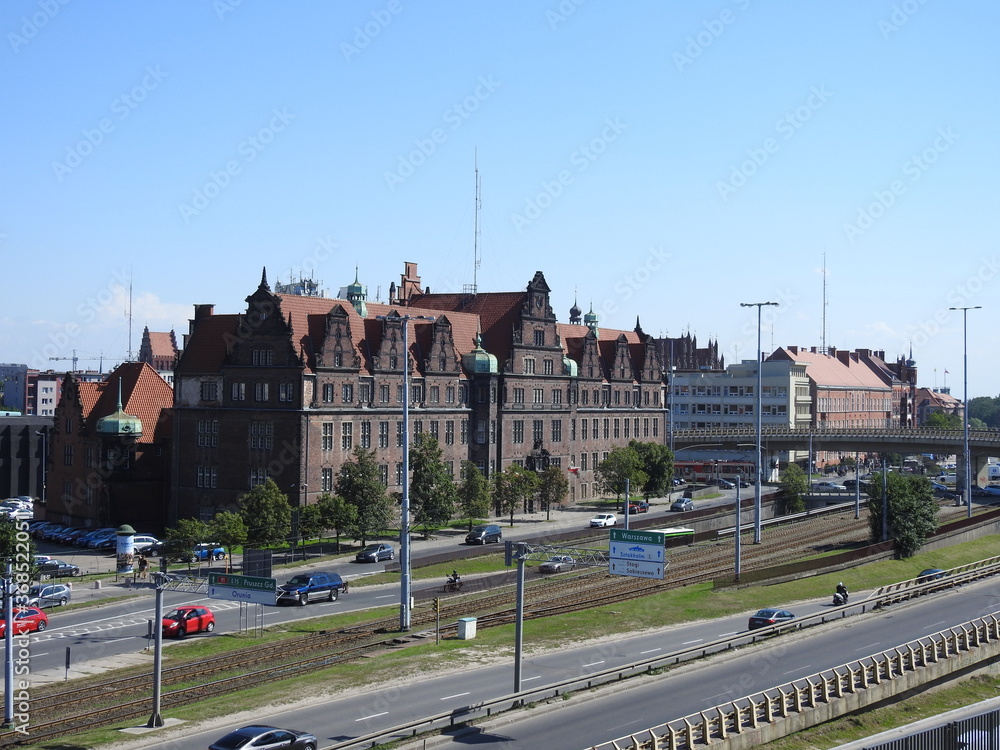 View of the streets and buildings in Gdansk