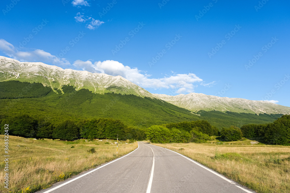 road in the majella mountain complex in abruzzo italy