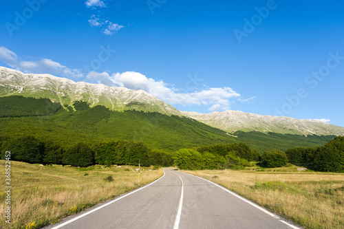 road in the majella mountain complex in abruzzo italy