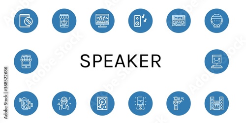 speaker simple icons set