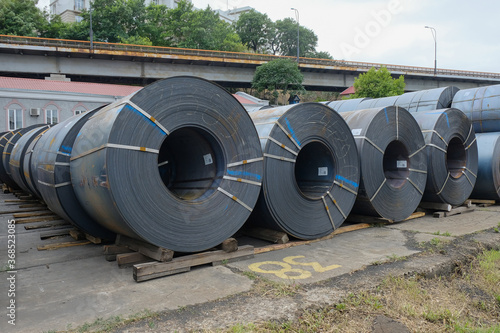 Storage of hot rolled steel coils in sea port storage area