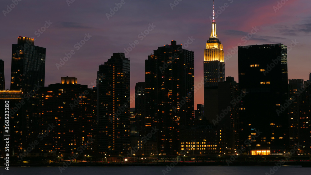 landscape of manhattan midtown at night time