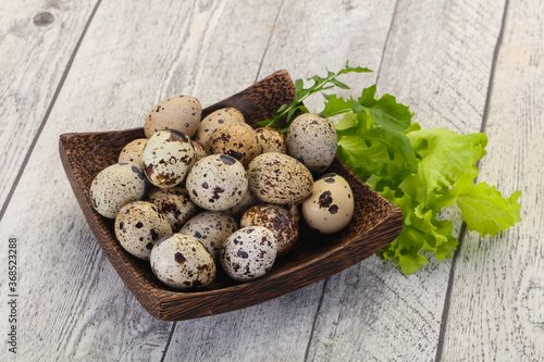 Quail eggs in the basket