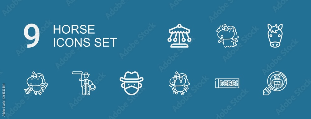 Editable 9 horse icons for web and mobile Editable 9 horse icons for web and mobile