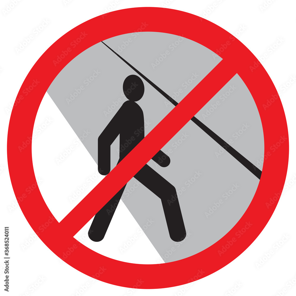 Warning road sign: pedestrian Traffic is prohibited. You can't cross the road in the wrong place. Warning road sign: pedestrian Traffic is prohibited. You can't cross the road in the wrong place.
