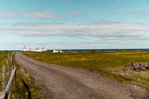 Country road to old church