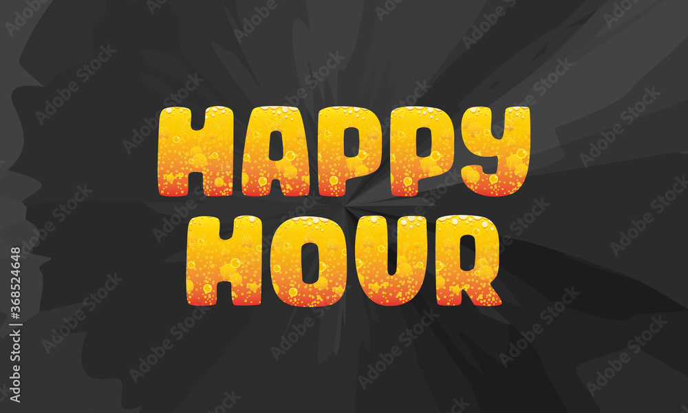 Happy hour. Vector badge illustration on dark background. Happy hour. Vector badge illustration on dark background.