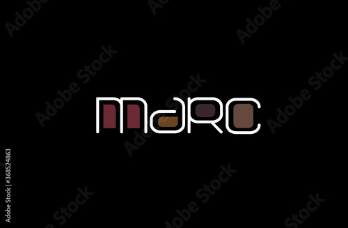 Marc Name Art in a Unique Contemporary Design in Java Brown Colors