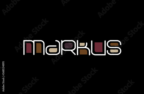 Markus Name Art in a Unique Contemporary Design in Java Brown Colors