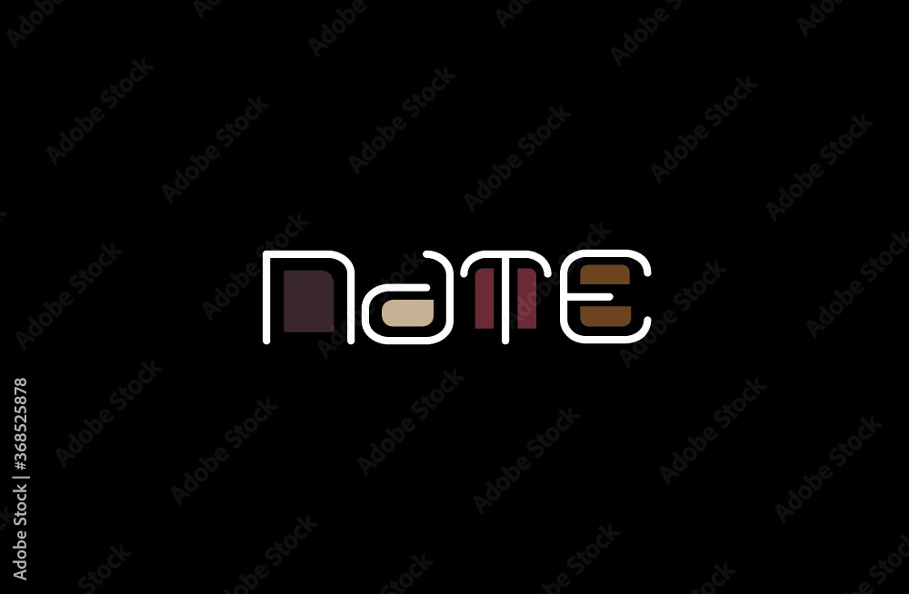 Nate Name Art in a Unique Contemporary Design in Java Brown Colors Nate Name Art in a Unique Contemporary Design in Java Brown Colors