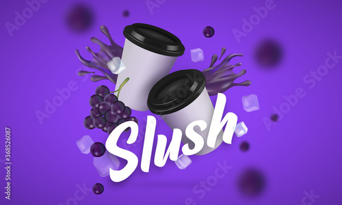 Slush Cup Grapes Vector Mockup
