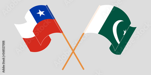 Картината върху платно Crossed and waving flags of Pakistan and Chile