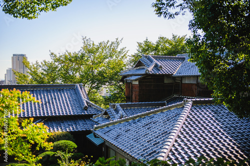 Roof of Japanese traditional houses. Kobe, Hyogo, Japan.