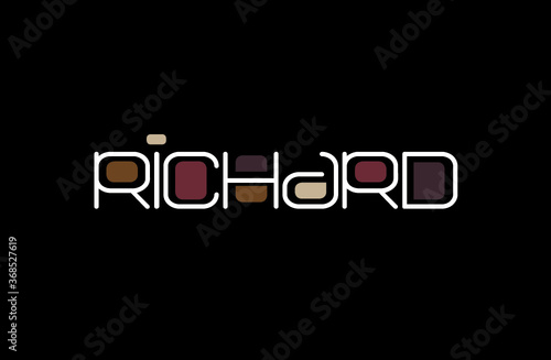 Richard Name Art in a Unique Contemporary Design in Java Brown Colors