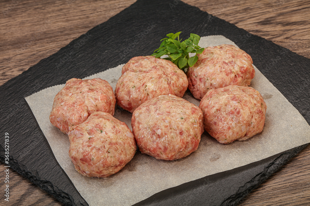 Raw turkey meatball for cooking Raw turkey meatball for cooking