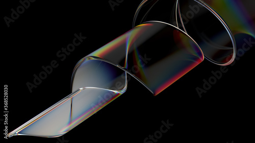 3d render of glass object with dispersion and iridescent effects. Realisitc light splitting. Luxury and modern background.
