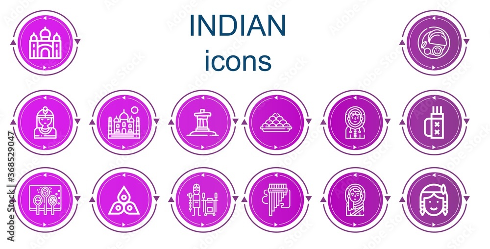 Editable 14 indian icons for web and mobile Editable 14 indian icons for web and mobile