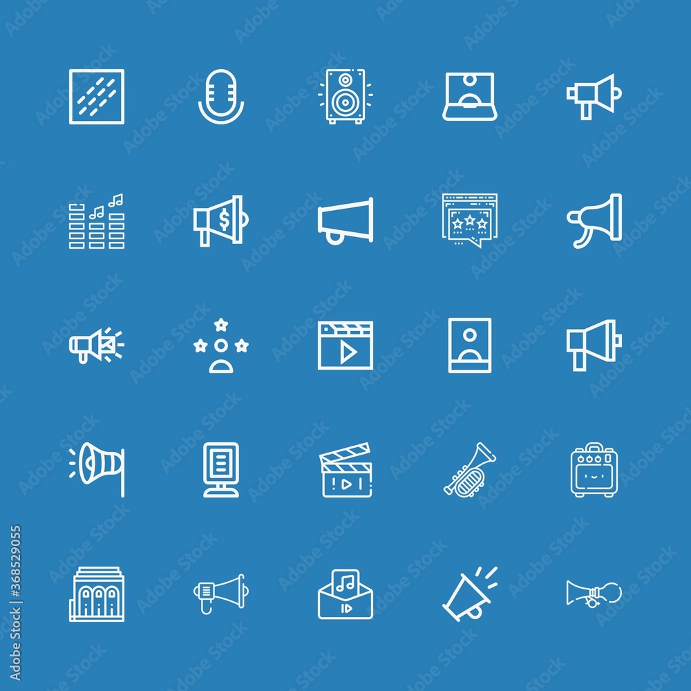 Fototapeta premium Editable 25 megaphone icons for web and mobile