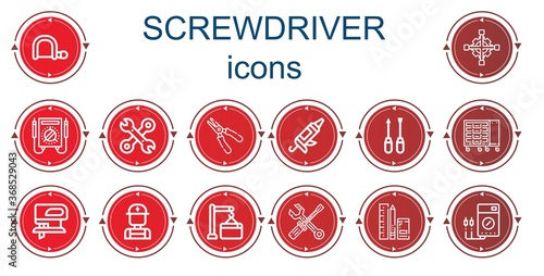 Editable 14 screwdriver icons for web and mobile