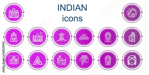 Editable 14 indian icons for web and mobile
