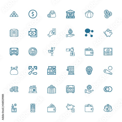 Editable 36 coin icons for web and mobile