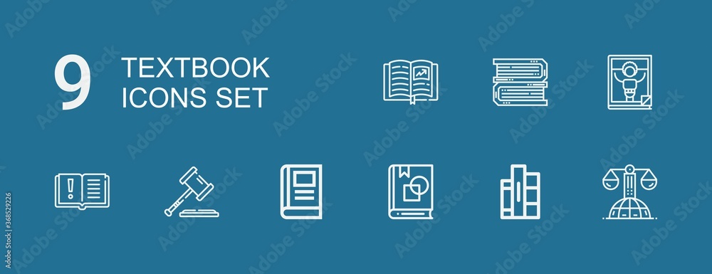 Editable 9 textbook icons for web and mobile Editable 9 textbook icons for web and mobile