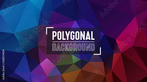 Polygonal geometric background. Low poly triangles mosaic. Abstract crystals backdrop. Vector template triangle pattern for web, presentations and prints.