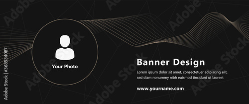 Technological banner with elements of caramel color on dark background. Abstract poster vector template e-mail, party, workshop, event, webinar, conference