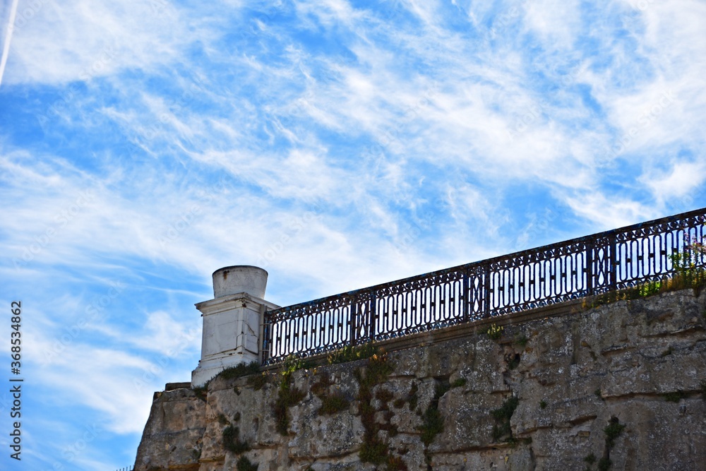 Castle terrace on the blue sky background. Kent, England