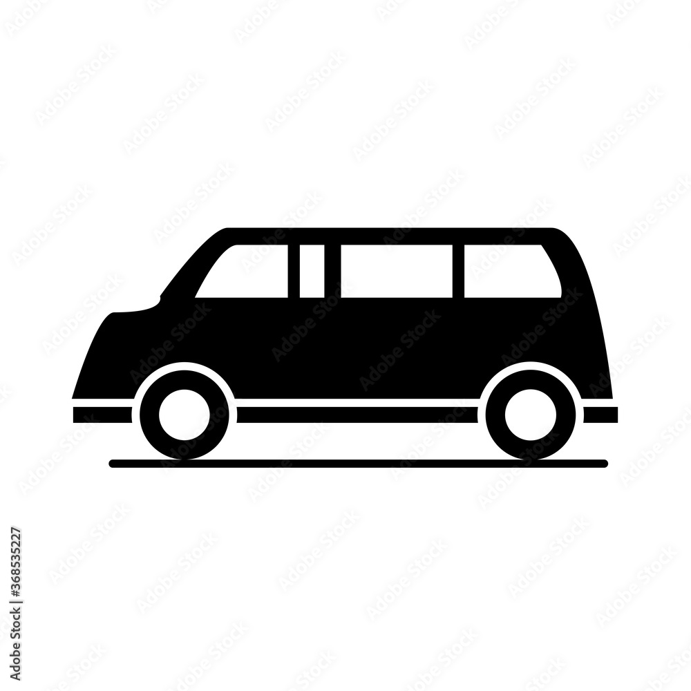 passenger car transport vehicle silhouette style icon design