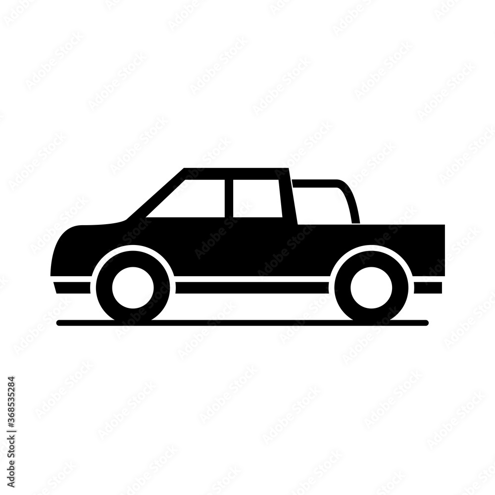 car lorry pickup transport vehicle silhouette style icon design