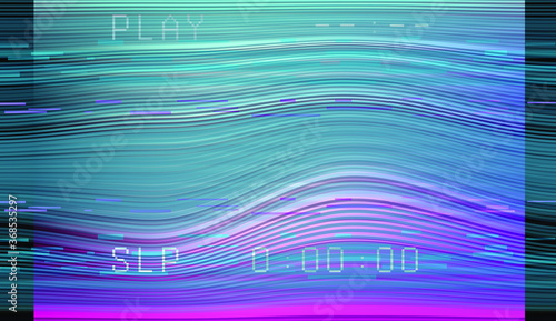 Abstract background with pixel noise artifacts. Glitched old-school screen with digital datamoshing VHS effect, an old analog video recording on tape cassette.