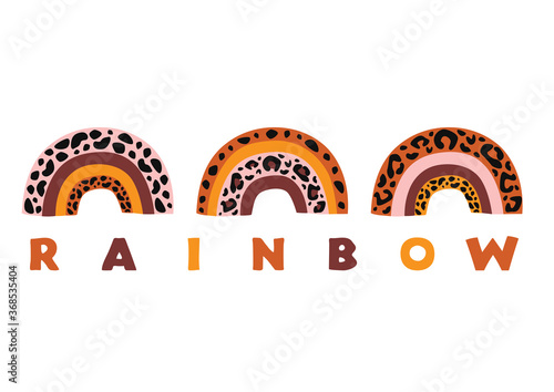 poster with three rainbows leopard
-  vector illustration, eps