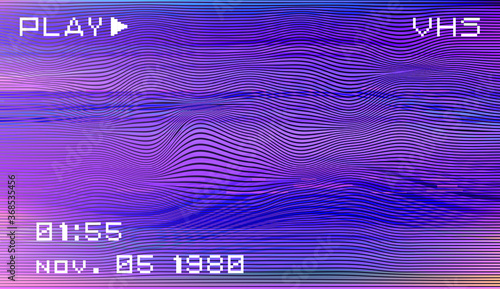 Abstract background with pixel noise artifacts. Glitched old-school screen with digital datamoshing VHS effect, an old analog video recording on tape cassette.