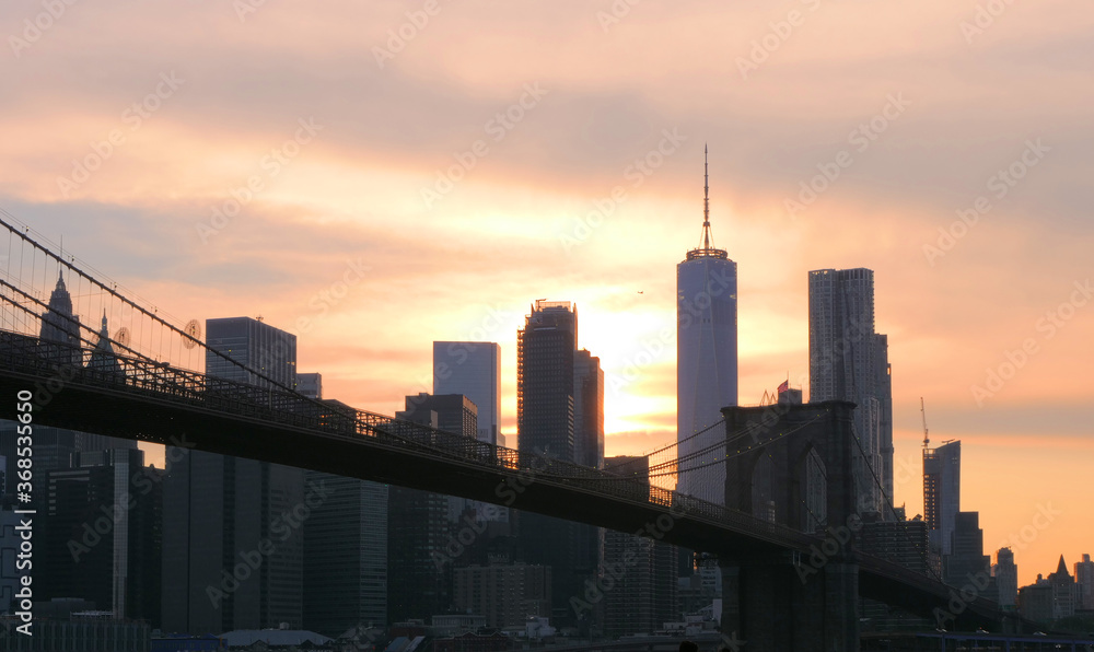 landscape of lower manhattan at sunset time landscape of lower manhattan at sunset time