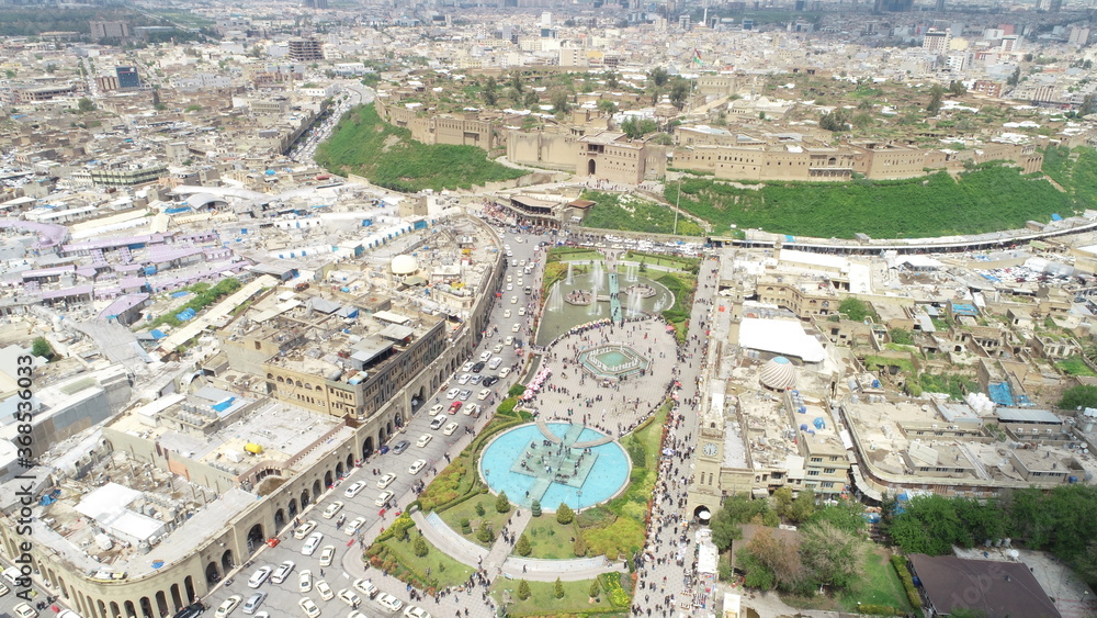 Aerial view of city of Erbil.