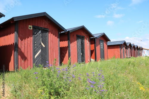 Fishing huts on the Swedish island of Gotland, Sweden photo