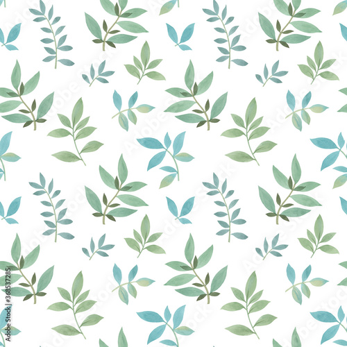 Botanical watercolor pattern on a white background.