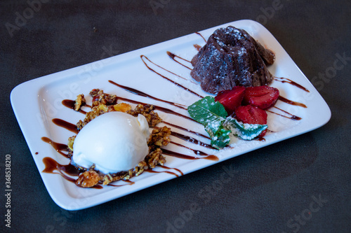 Delicious food on a grey table