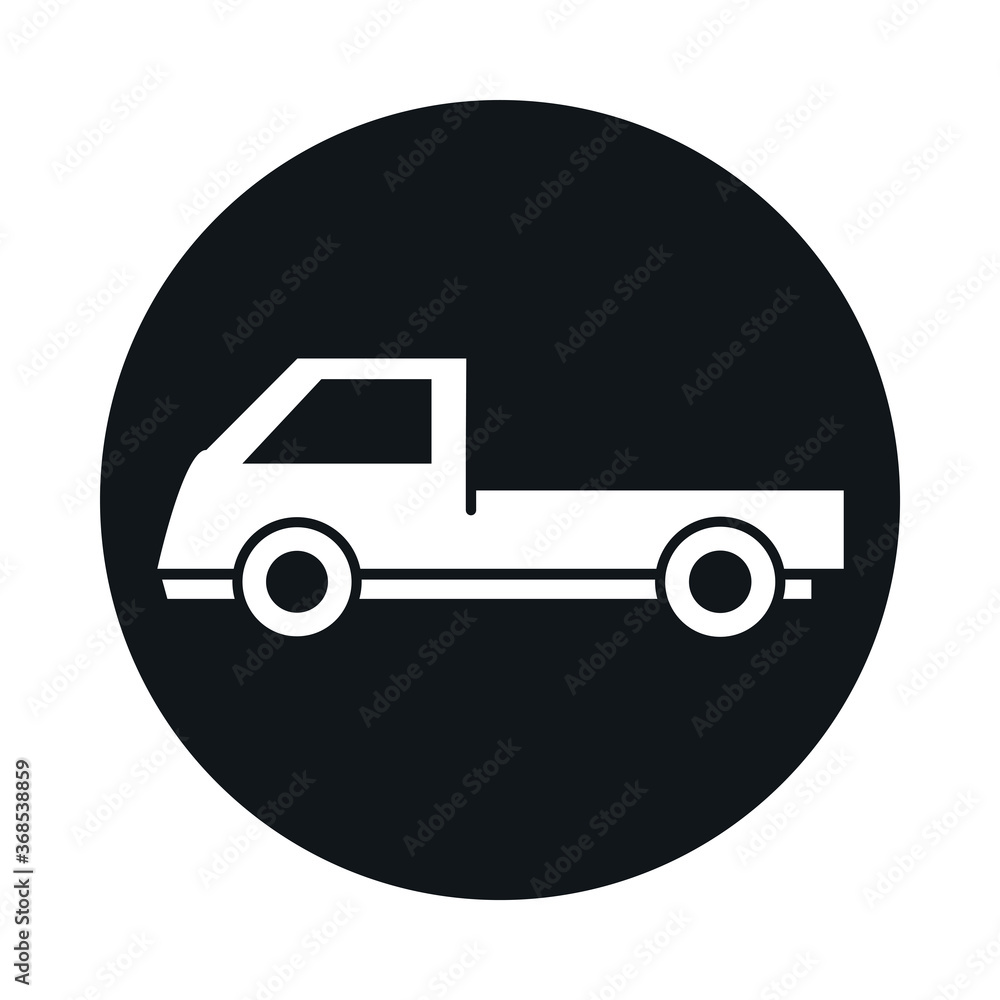 car mini truck model transport vehicle block and flat style icon design