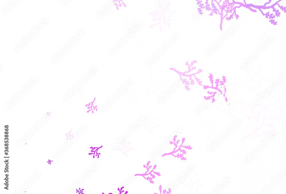 Light Purple, Pink vector doodle background with sakura.